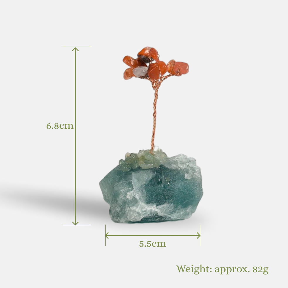 Vitality & Focus – Red Carnelian Crystal Tree on Fluorite Base