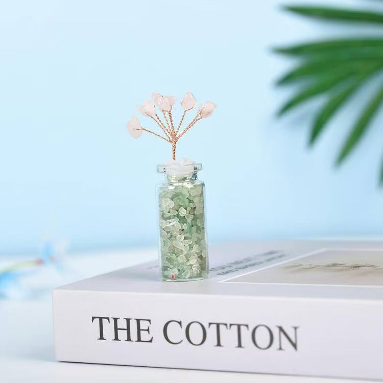 Luck and Prosperity-Green Aventurine Wish Bottle Crystal Tree Decor