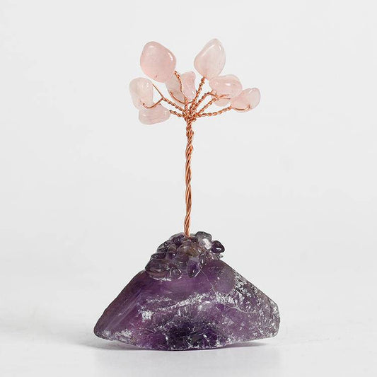 Sacred Compassion – Rose Quartz Crystal Tree on Amethyst Base