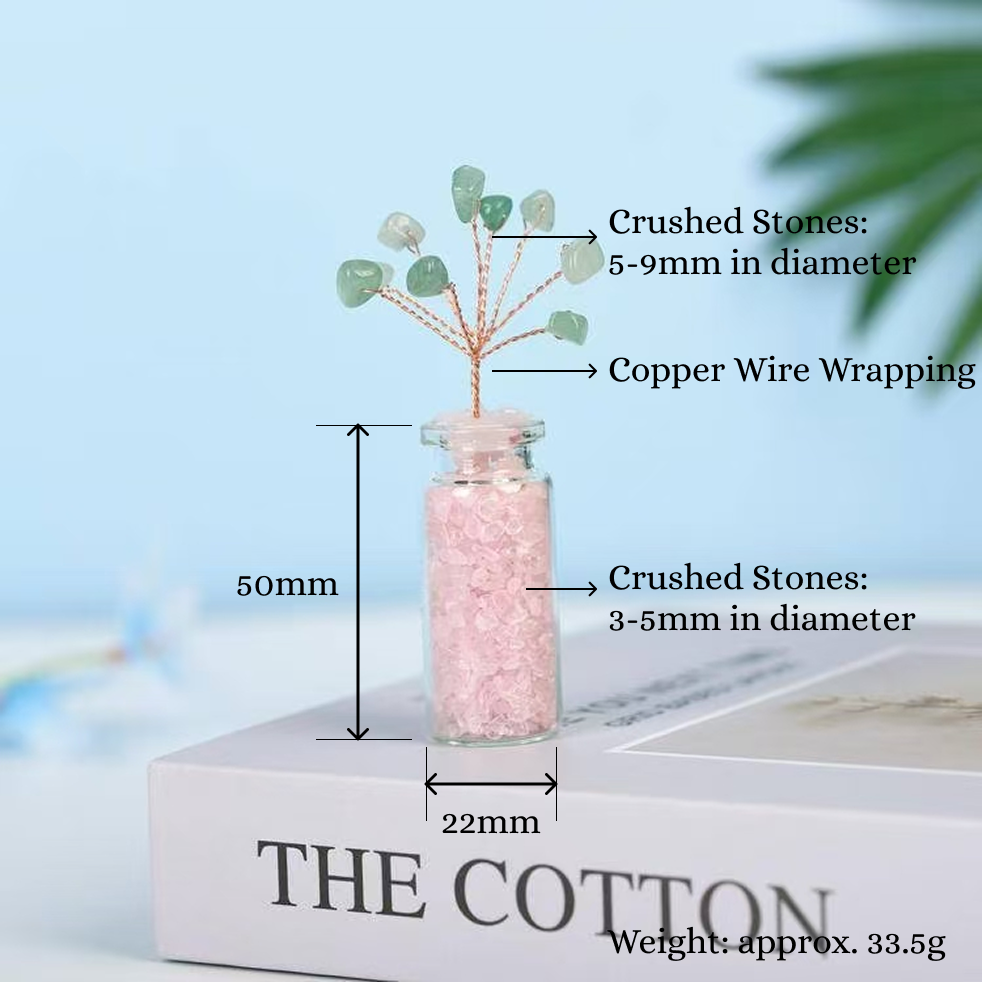 Love and Relationships-Rose Quartz Wish Bottle Crystal Tree Decor