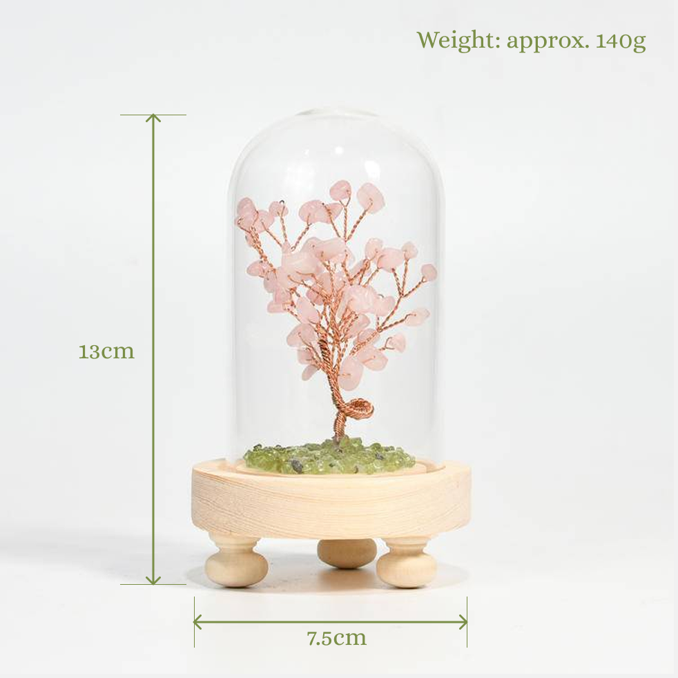 Love and Relationships - Rose Quartz and Peridot Crystal Tree Decoration