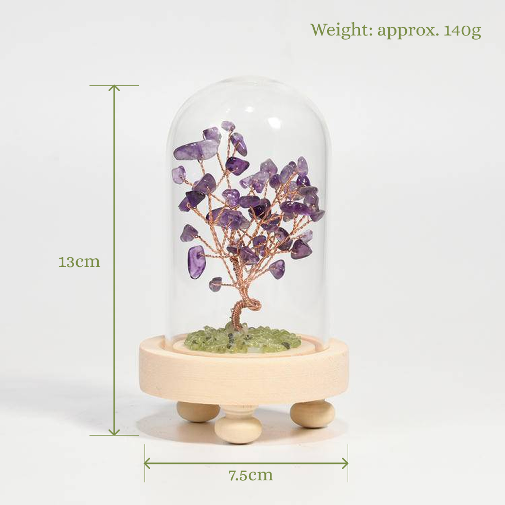 Wisdom and Balance - Amethyst and Peridot Crystal Tree Decoration