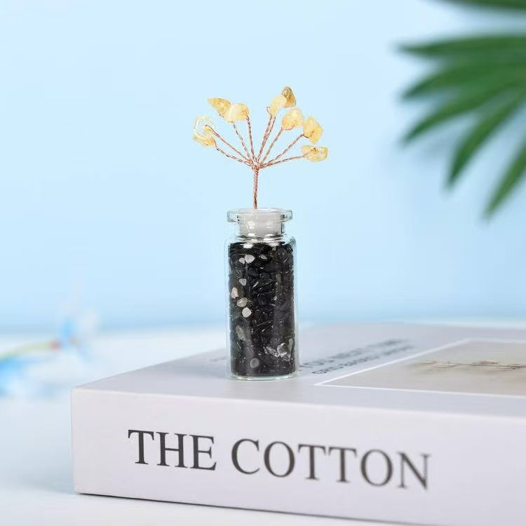 Protection and Grounding-Obsidian Wish Bottle Crystal Tree Decor