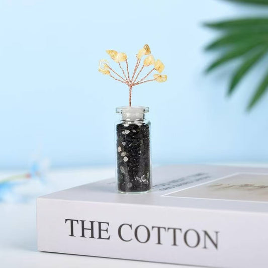 Protection and Grounding-Obsidian Wish Bottle Crystal Tree Decor