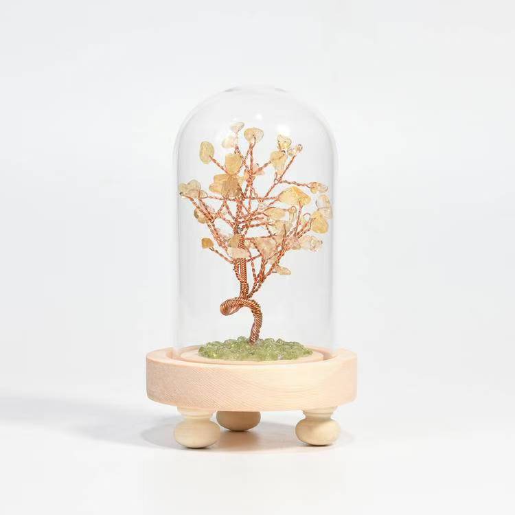 Wealth and Success - Yellow Citrine and Peridot Crystal Tree Decoration