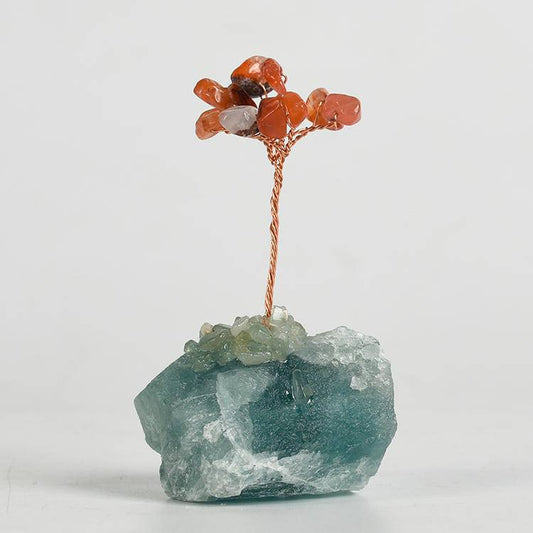 Vitality & Focus – Red Carnelian Crystal Tree on Fluorite Base