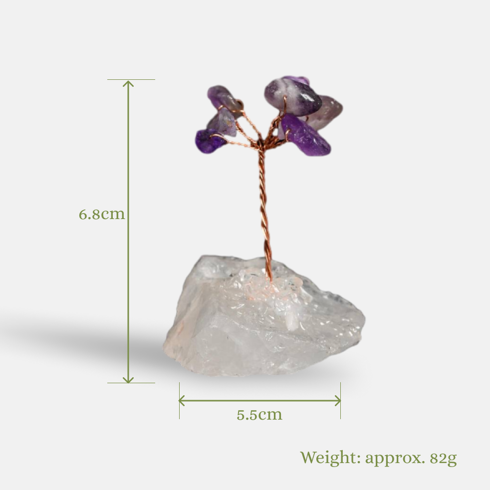 Masterful Illumination – Amethyst Crystal Tree on Clear Quartz Base