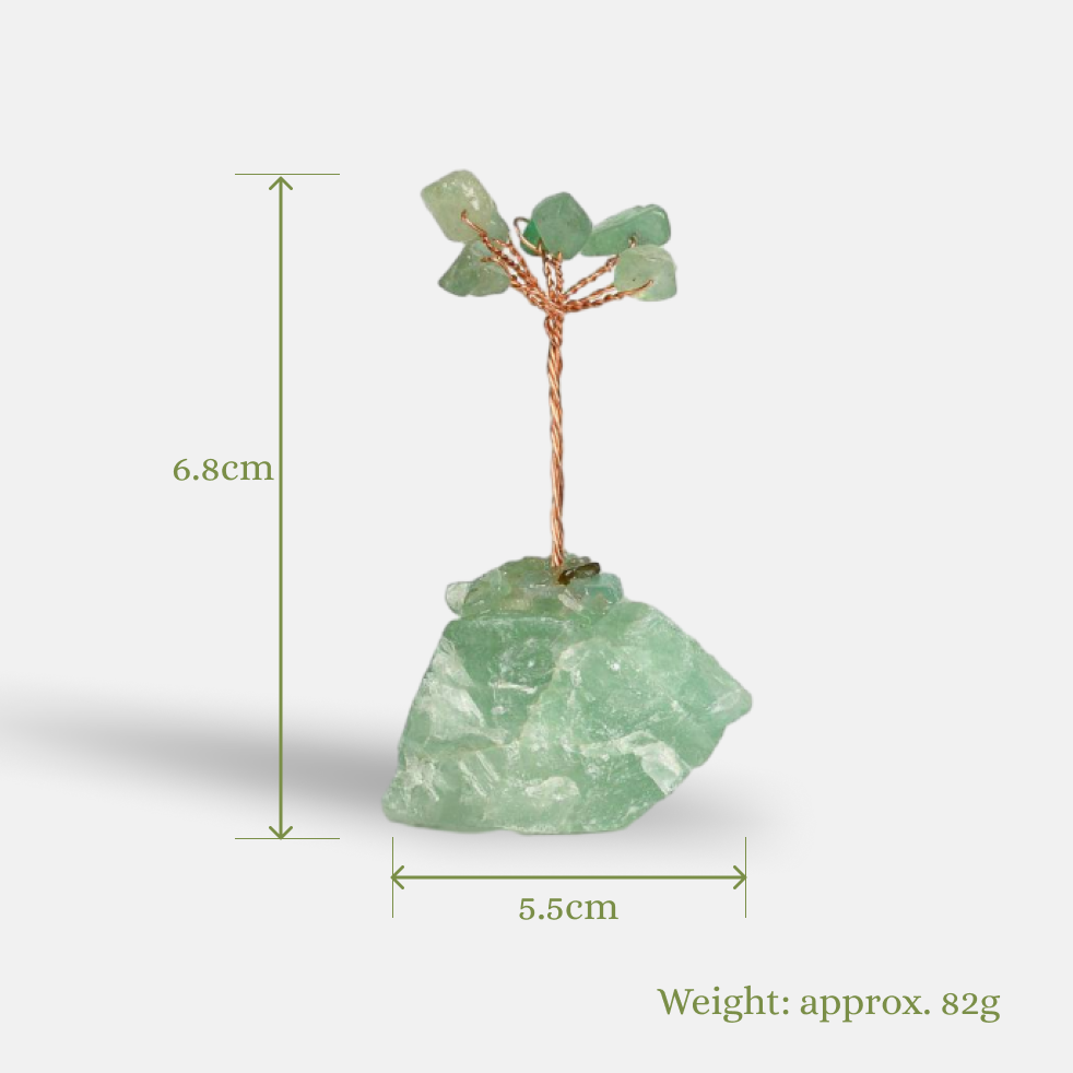Abundance & Clarity – Green Aventurine Crystal Tree on Fluorite Base