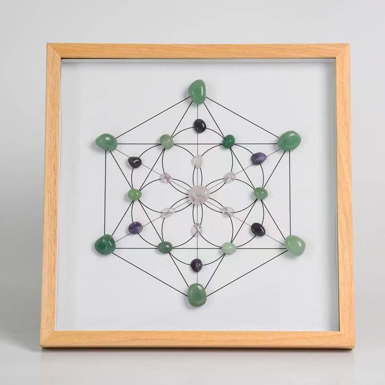 Love and Harmony - Hexagonal - Square Crystal Grid Frame