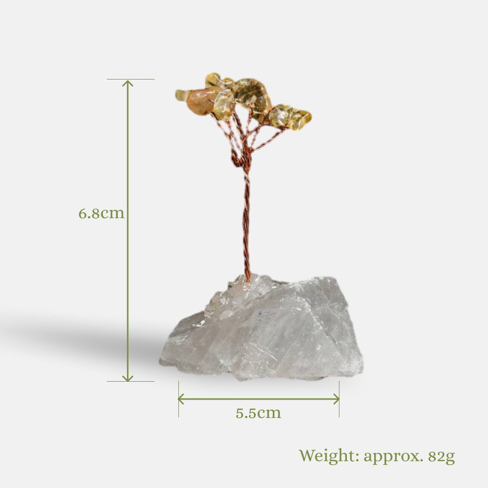 Amplified Abundance – Citrine Crystal Tree on Clear Quartz Base