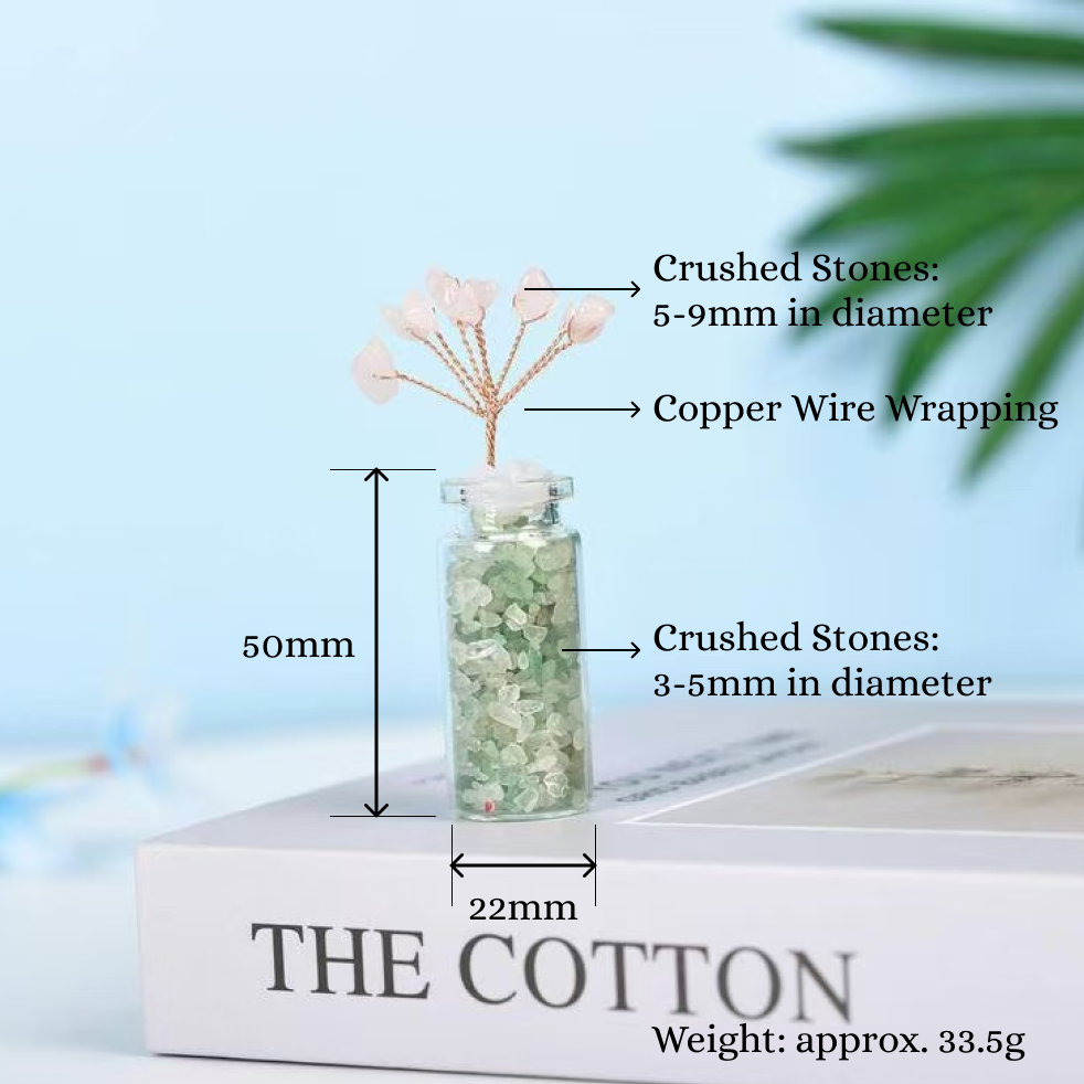 Luck and Prosperity-Green Aventurine Wish Bottle Crystal Tree Decor