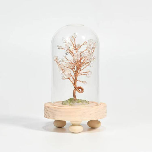 Healing and Purification - White Quartz and Peridot Crystal Tree Decoration