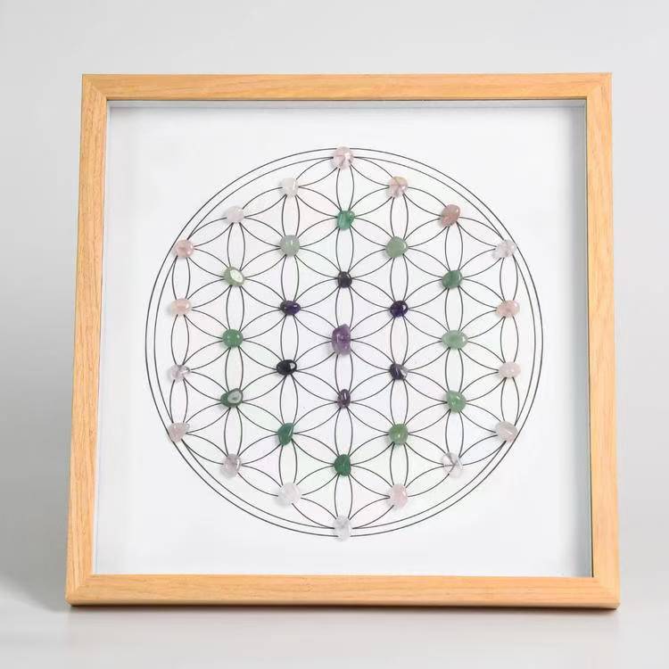Love and Harmony - Circular - Square Crystal Grid Frame