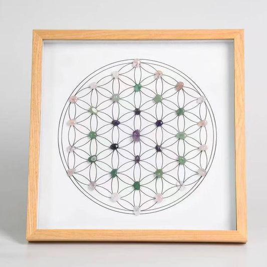 Love and Harmony - Circular - Square Crystal Grid Frame