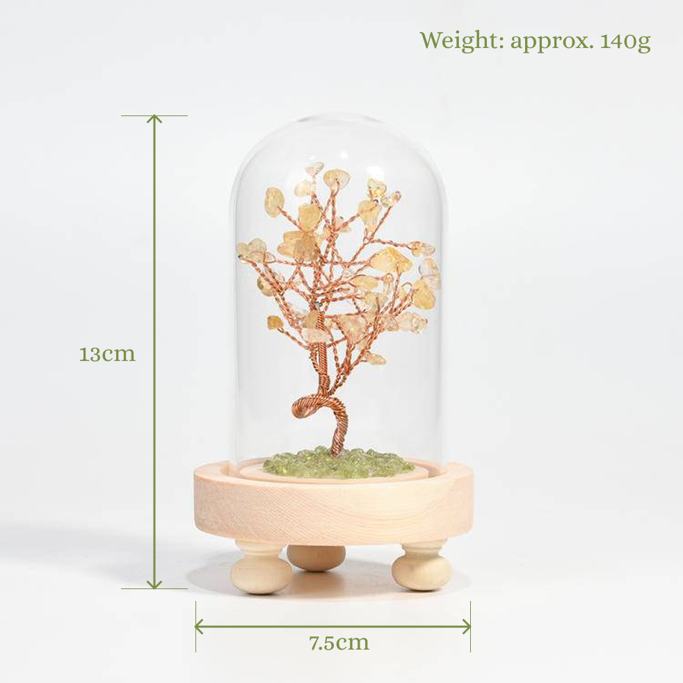 Wealth and Success - Yellow Citrine and Peridot Crystal Tree Decoration