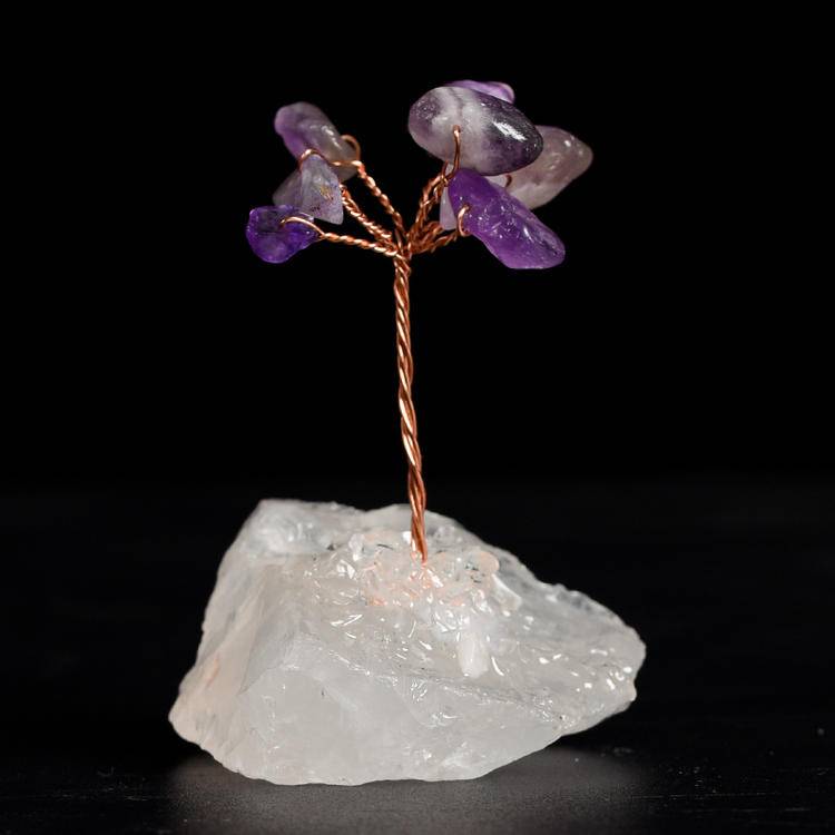 Masterful Illumination – Amethyst Crystal Tree on Clear Quartz Base