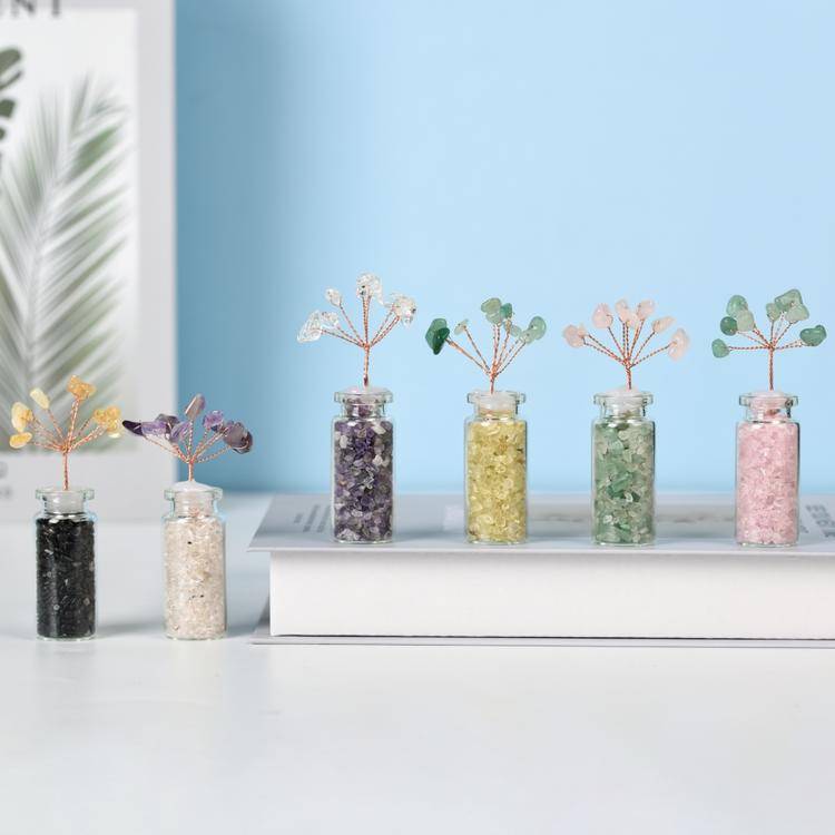 Protection and Grounding-Obsidian Wish Bottle Crystal Tree Decor