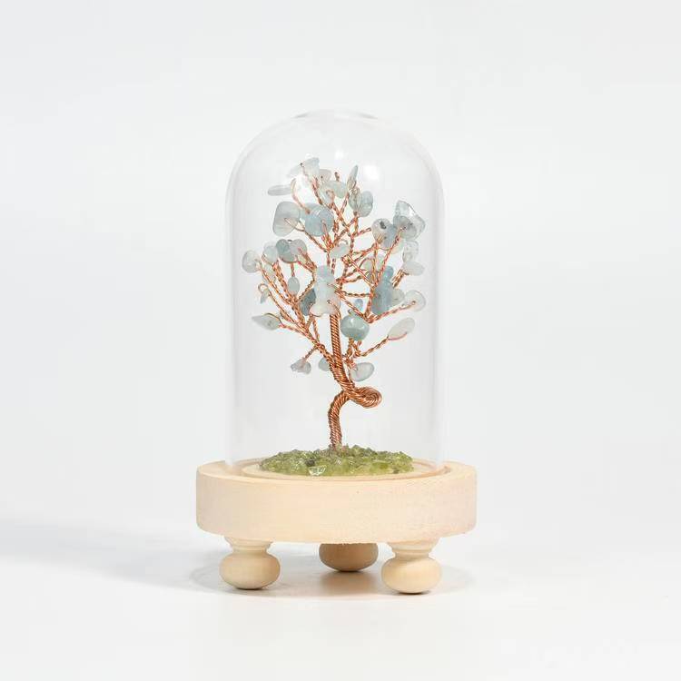 Confidence and Courage - Aquamarine and Peridot Crystal Tree Decoration