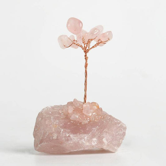 Pure Love Amplified – Rose Quartz Crystal Tree on Rose Quartz Base