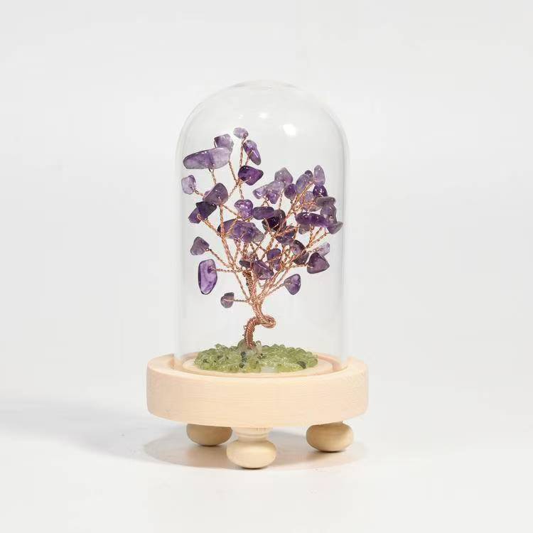 Wisdom and Balance - Amethyst and Peridot Crystal Tree Decoration