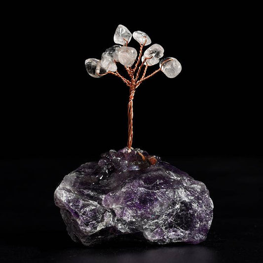 Divine Clarity Amplified – Clear Quartz Crystal Tree on Amethyst Base