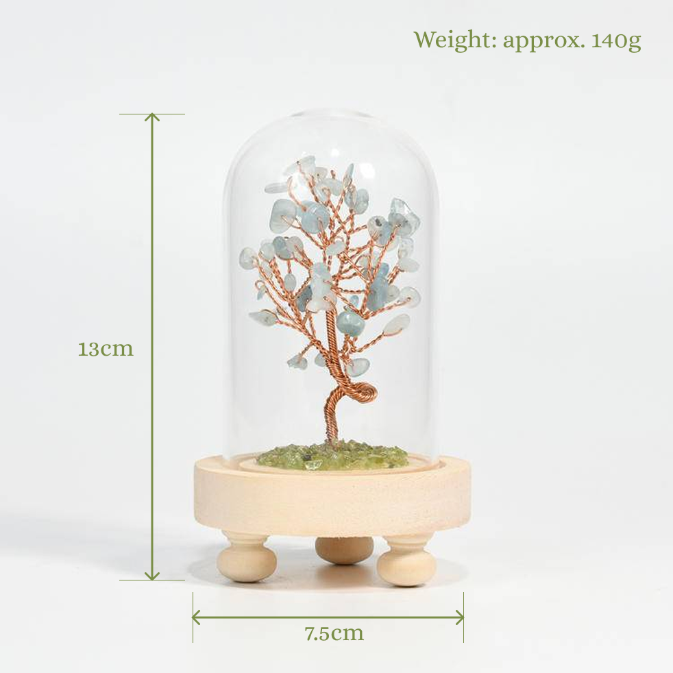 Confidence and Courage - Aquamarine and Peridot Crystal Tree Decoration