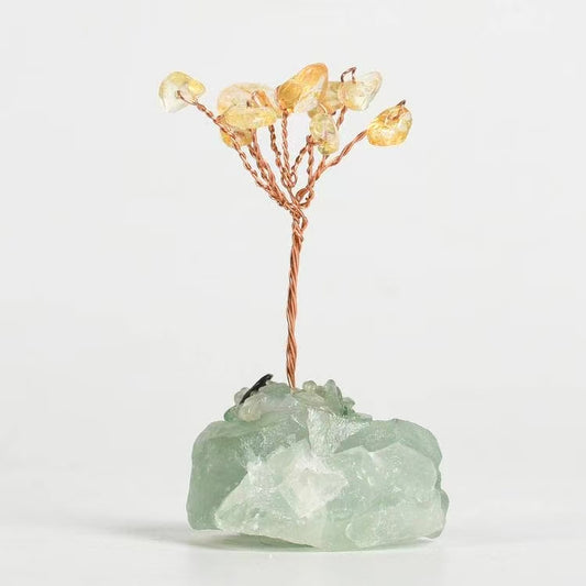 Golden Prosperity & Mental Clarity – Citrine Crystal Tree on Green Fluorite Base