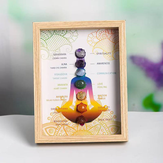 Seven Chakra Crystal Raw Stone Frame (Light Version)