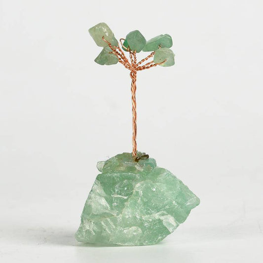 Abundance & Clarity – Green Aventurine Crystal Tree on Fluorite Base