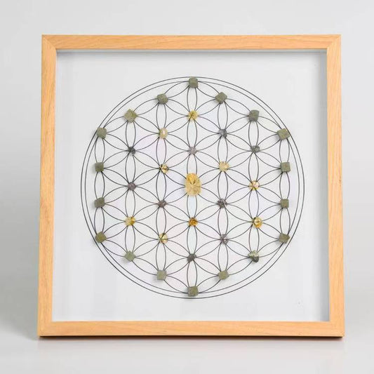 Wealth and Prosperity - Square Crystal Grid Frame