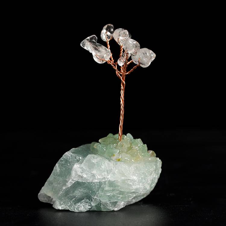 Clarity Illuminated – Clear Quartz Crystal Tree on Fluorite Base