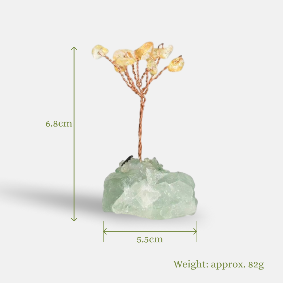 Golden Prosperity & Mental Clarity – Citrine Crystal Tree on Green Fluorite Base