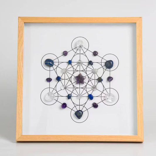 Spiritual Growth - Purple Star - Square Crystal Grid Frame